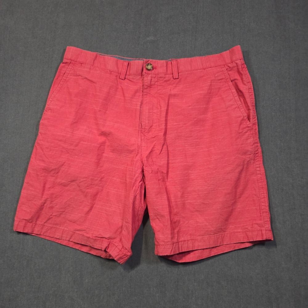 Tommy Hilfiger Chino Shorts Mens 36 Red Slub Texture Cotton Casual Classic Fit